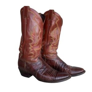 Justin Teju Lizard Boots Men 10 B Medium Brown Exotic Leather Western Style 8303